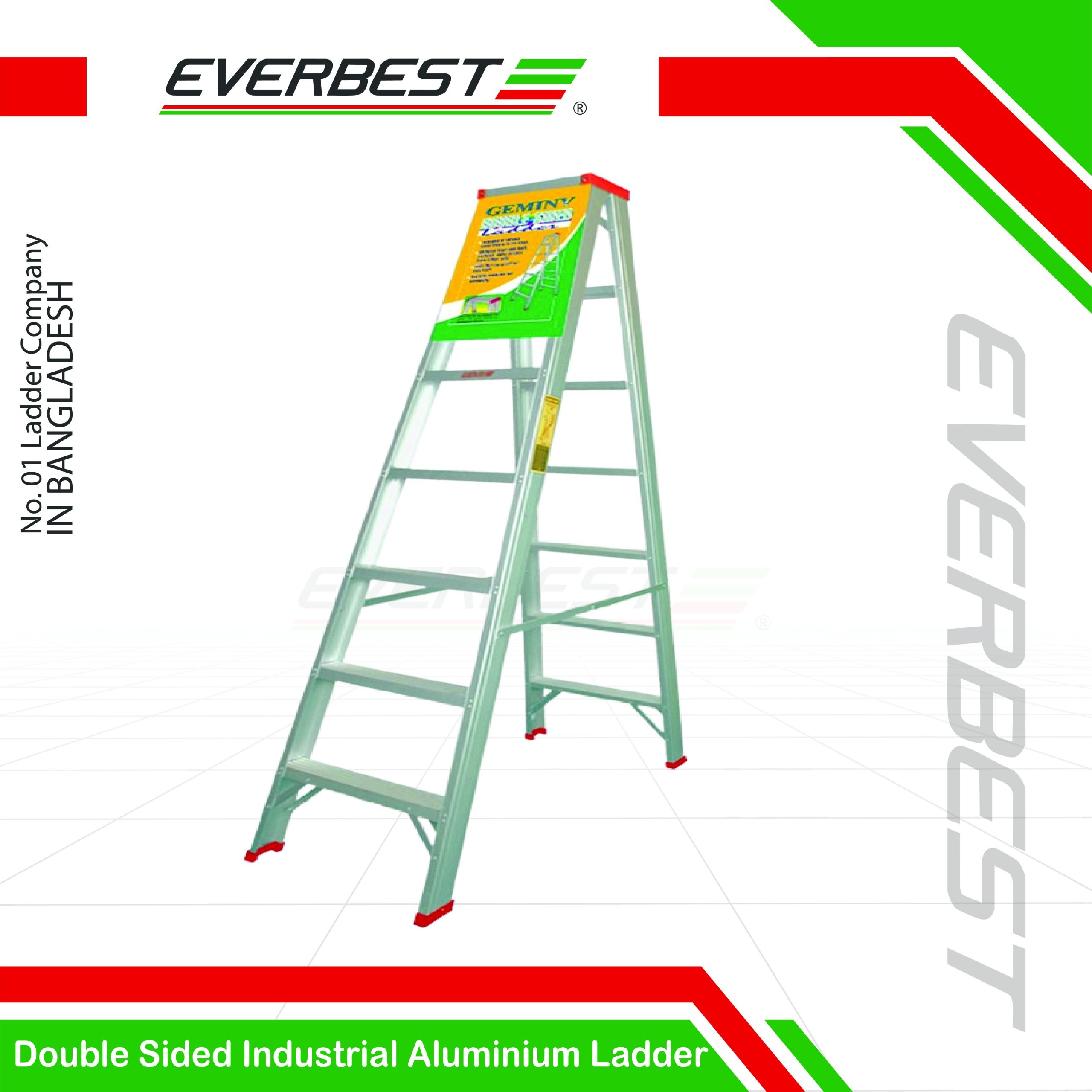 Double-Sided-Industrial-Aluminiu Double Sided Industrial Aluminium Ladder DS (6–20 Steps) – Everbest Ladder - Image 1