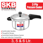 SKB SUS304 3Ply Stainless Steel Pressure Cooker With Long Handle