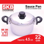 SKB Sauce Pan With SS Lid and Bakelite Handle 22 cm capacity of 4.5L - SPS-22