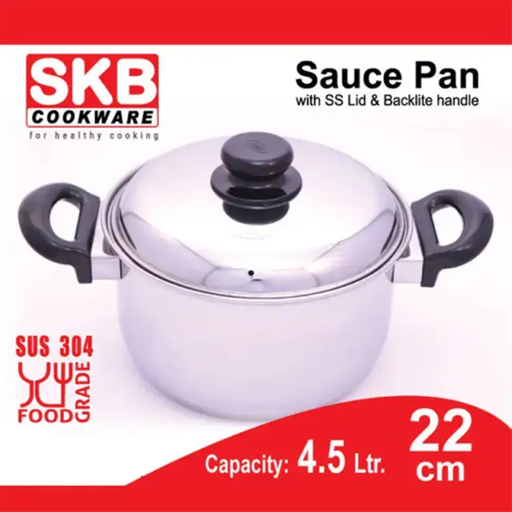 SKB_Sauce_Pan_22_cm-SKB-9b1c9-448279 SKB Sauce Pan With SS Lid and Bakelite Handle 22 cm capacity of 4.5L - SPS-22 - Image 1