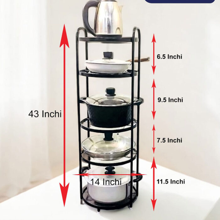 Stainless Steel 5 Layer Kitchen Pot Rack - Image 2