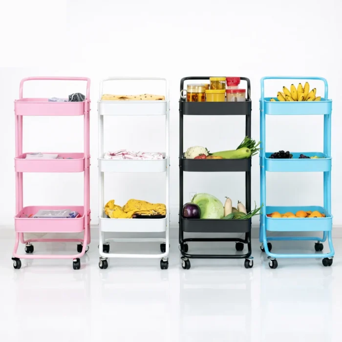 3 Layer Portable Kitchen Trolley Rack - Image 4