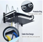 2-Layer Wall Mount WiFi Router Stand – Metal Shelf Organizer for TV Box, Remotes & Devices (Black) - Image 2