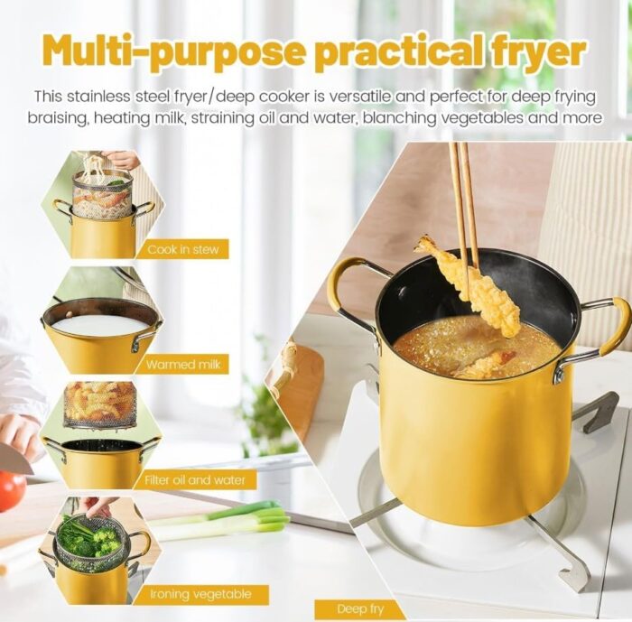 2L Multi-Function Deep Fryer Pot with Basket – Induction & Gas Compatible Frying Pot - Image 5