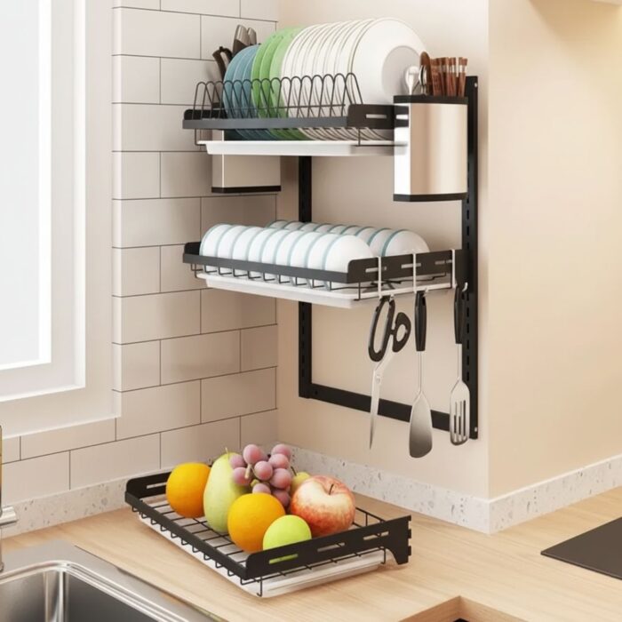 Binca 3-Layer Countertop & Wall mount Dish Rack - Image 2