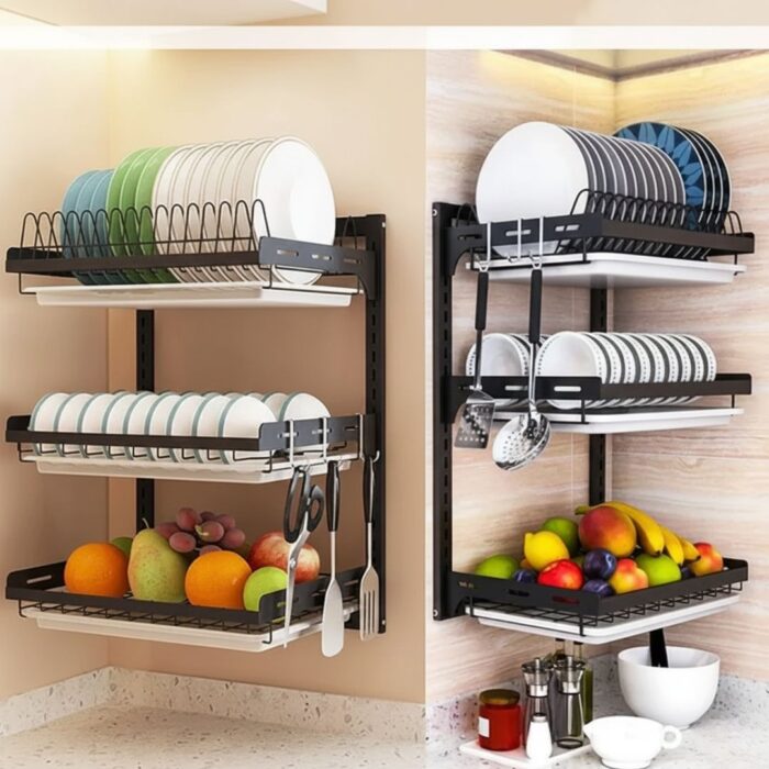 Binca 3-Layer Countertop & Wall mount Dish Rack - Image 3