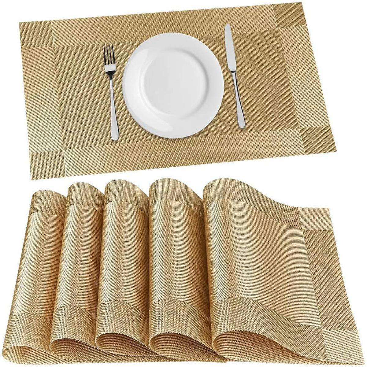 PVC Table Placemat Set 6 Pieces Heat Resistant Rectangular Dining Table Mats for Home Kitchen PVC Table Placemat Set 6 Pieces Heat Resistant Rectangular Dining Table Mats for Home Kitchen