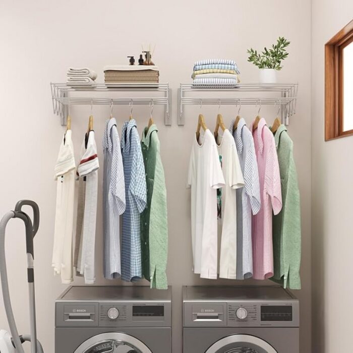Wall Grill Mounted Clothes Hanger Foldable SS - Image 2