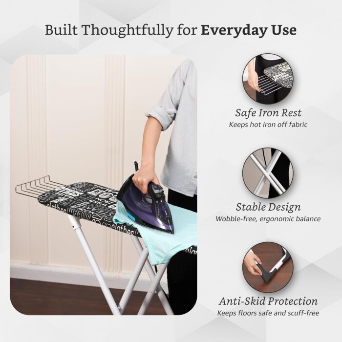 Foldable & Height Adjustable Press Board Iron Stand with Heat Resistant Holder/Tray for Home - Image 6
