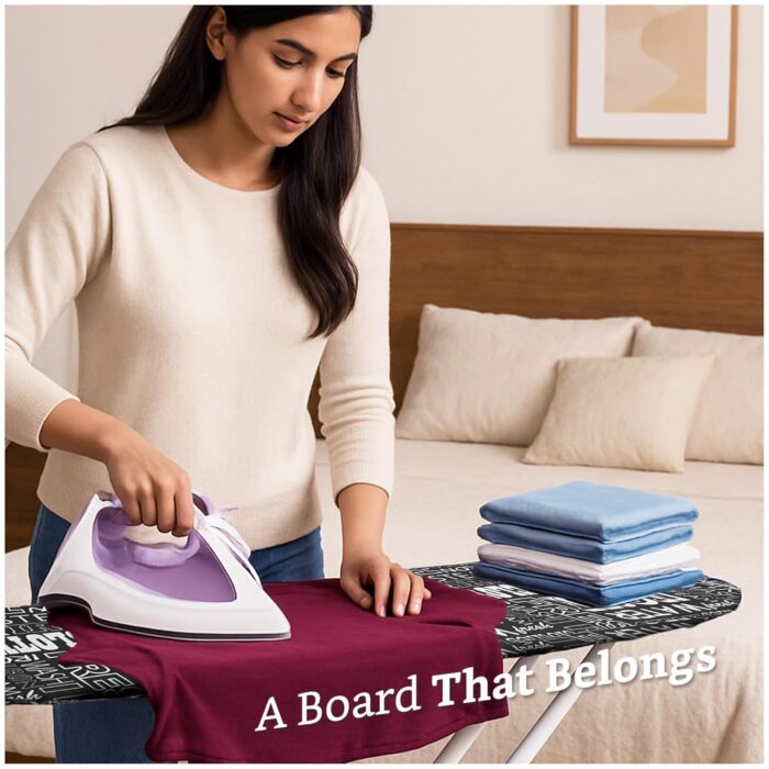Foldable & Height Adjustable Press Board Iron Stand with Heat Resistant Holder/Tray for Home - Image 2