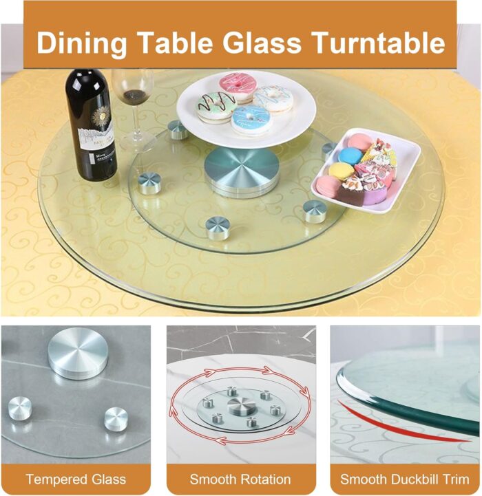 Tempered Glass Lazy Susan Turntable For Dining Table - Image 4