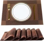 PVC Table Placemat Set 6 Pieces Heat Resistant Rectangular Dining Table Mats for Home Kitchen