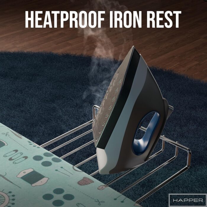 Foldable & Height Adjustable Press Board Iron Stand with Heat Resistant Holder/Tray for Home - Image 5