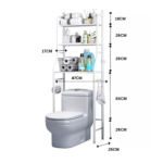 3 Layer Over The Toilet and Washing Machine Storage Rack White Bathroom Organizer with 3 Shelves Space Saving Steel Rack
