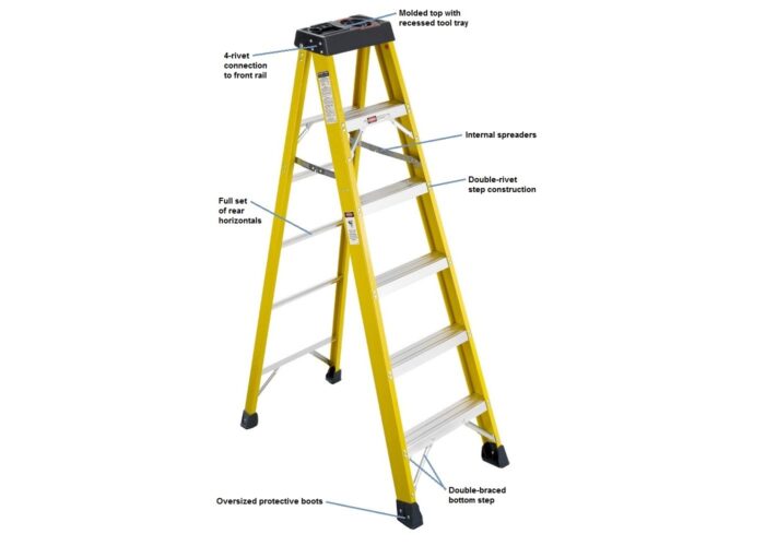 Double Sided Fiberglass Ladder (12 Steps) – Everbest Brand - Image 3