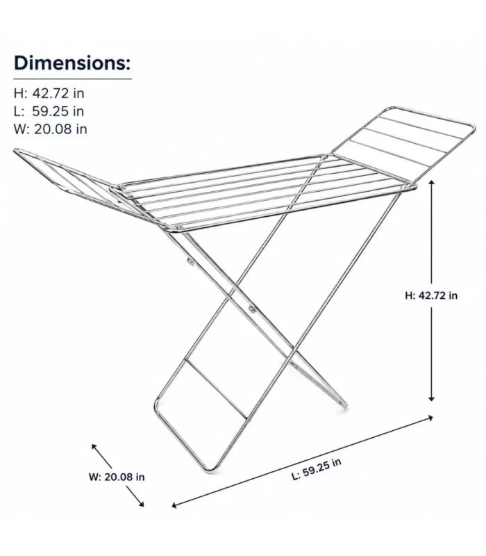 Stainless Steel Folding Clothes Drying Stand | Perfect Size for Family Use - Image 3