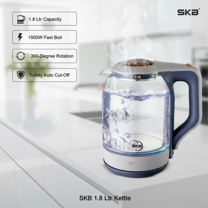 SKB Premium Glass Kettle 1.8L - 1500W - Image 3