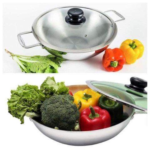 Induction 3 Layer Wok With Glass Lid SS Handle 22cm - (W3LG-22) - Image 2