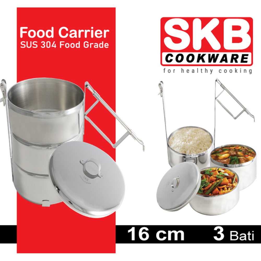 SKB_Food_Grade_Stainless_Steel_Lunch_Box-SKB-52009-447593.png SKB Food Grade Stainless Steel Lunch Box (Food Carrier) - 16*3 - FC3B-16 - Image 1