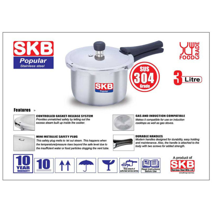SKB Food-Grade Stainless Steel Pressure Cooker Popular Whistle Systm - SUS304 - Image 2