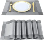 PVC Table Placemat Set 6 Pieces Heat Resistant Rectangular Dining Table Mats for Home Kitchen