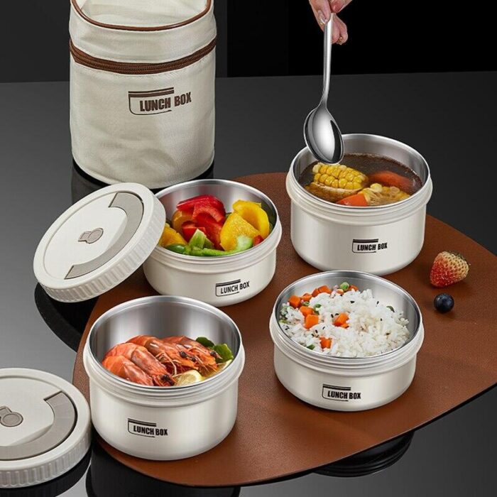 4 Tier Smart Lunch Box Set | Stainless Steel Insulated Leakproof Tiffin Box with Carry Bag - Image 2