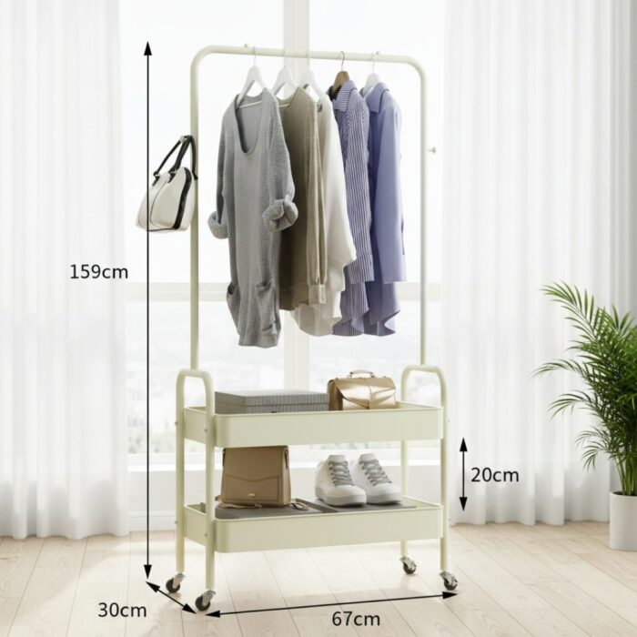 2 Layer Storage Basket & Standing Clothes Organizer Rack - Image 2